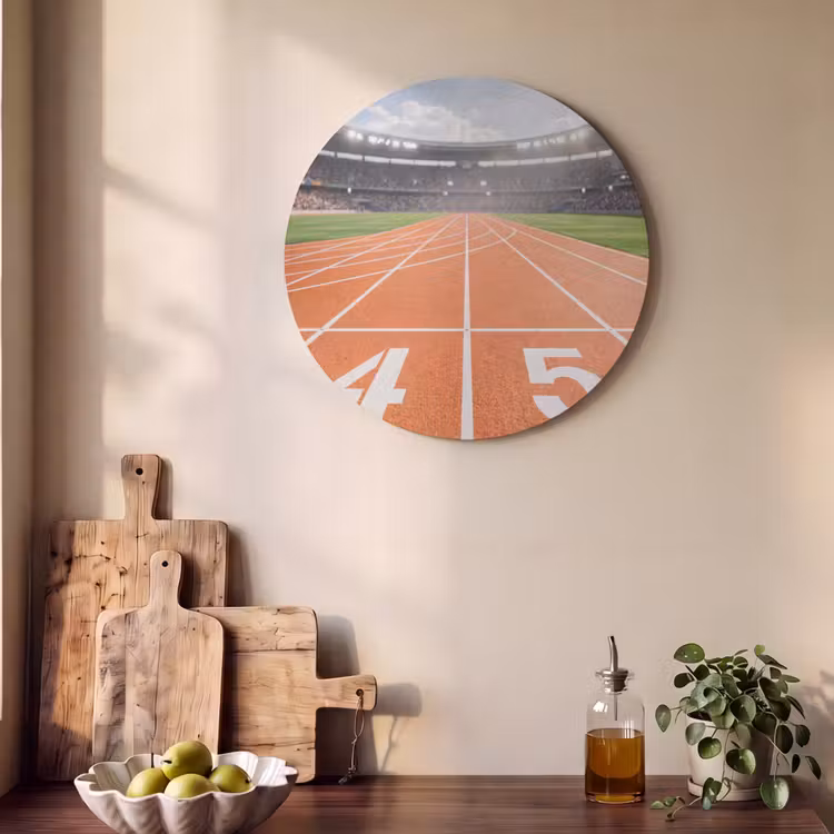 Akoestisch schilderij rond - Sintelbaan - Stadion - Sport -Oranje — 4