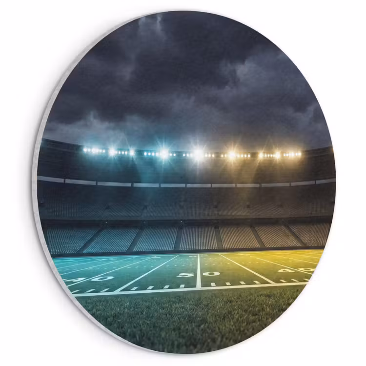 Akoestisch schilderij rond - Voetbal - Stadion - Nacht - Modern — 1