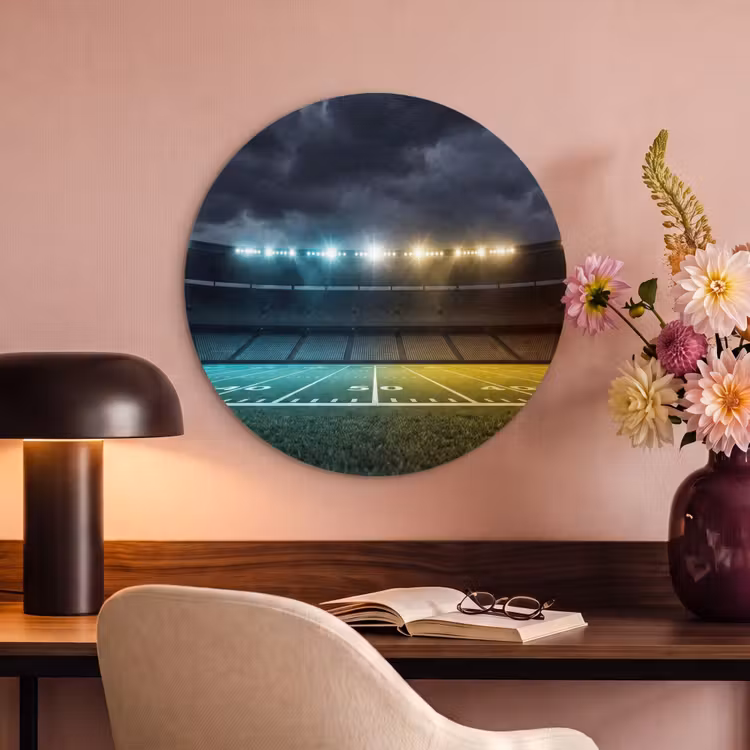 Akoestisch schilderij rond - Voetbal - Stadion - Nacht - Modern — 2