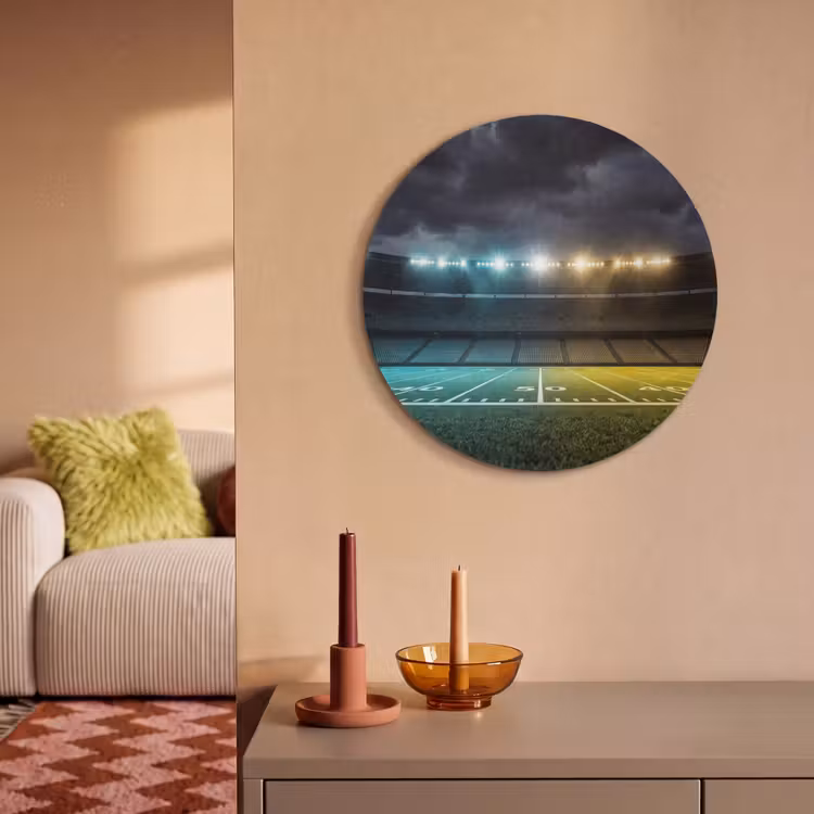 Akoestisch schilderij rond - Voetbal - Stadion - Nacht - Modern — 3