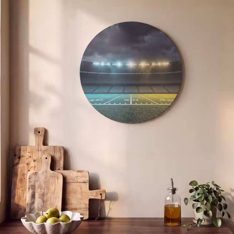 Akoestisch schilderij rond - Voetbal - Stadion - Nacht - Modern — 4