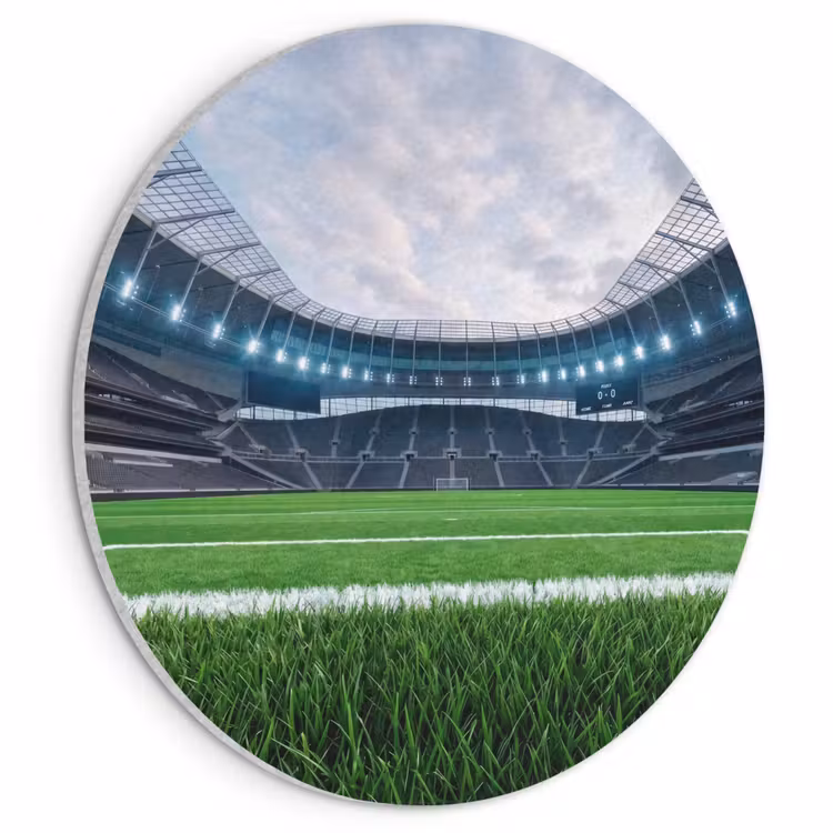 Akoestisch schilderij rond - Voetbal - Stadion - Sport - Groen — 1
