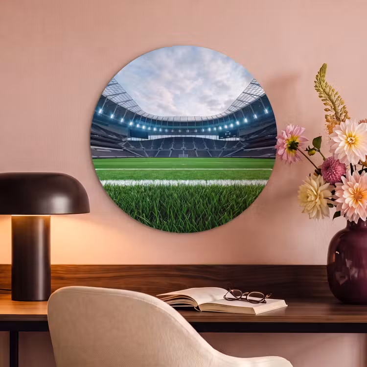 Akoestisch schilderij rond - Voetbal - Stadion - Sport - Groen — 2
