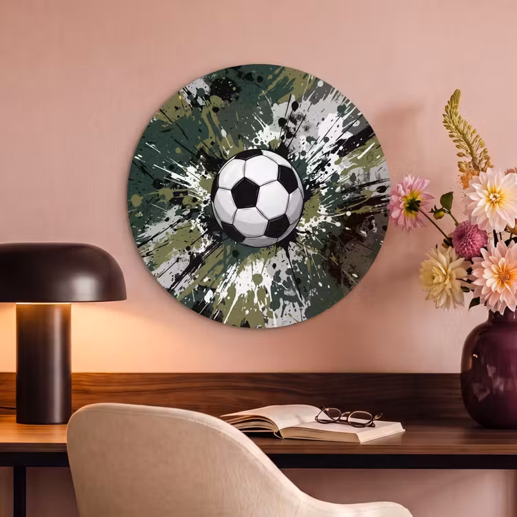 Akoestisch schilderij rond - Voetbal - Verf - Spetters - Groen — 2