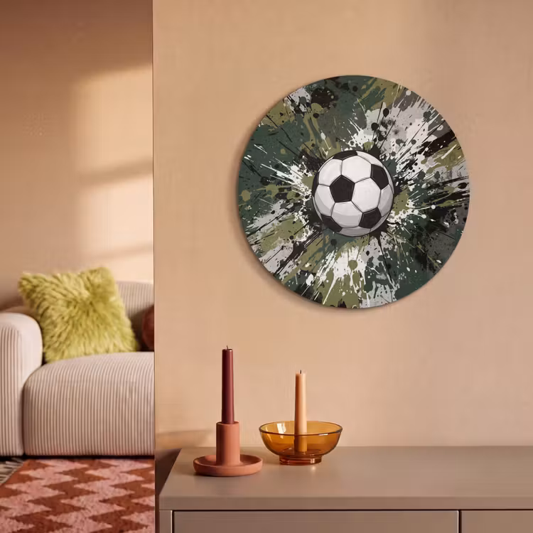 Akoestisch schilderij rond - Voetbal - Verf - Spetters - Groen — 3