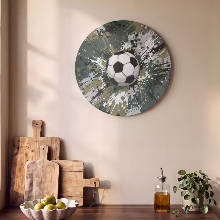 Akoestisch schilderij rond - Voetbal - Verf - Spetters - Groen — 4