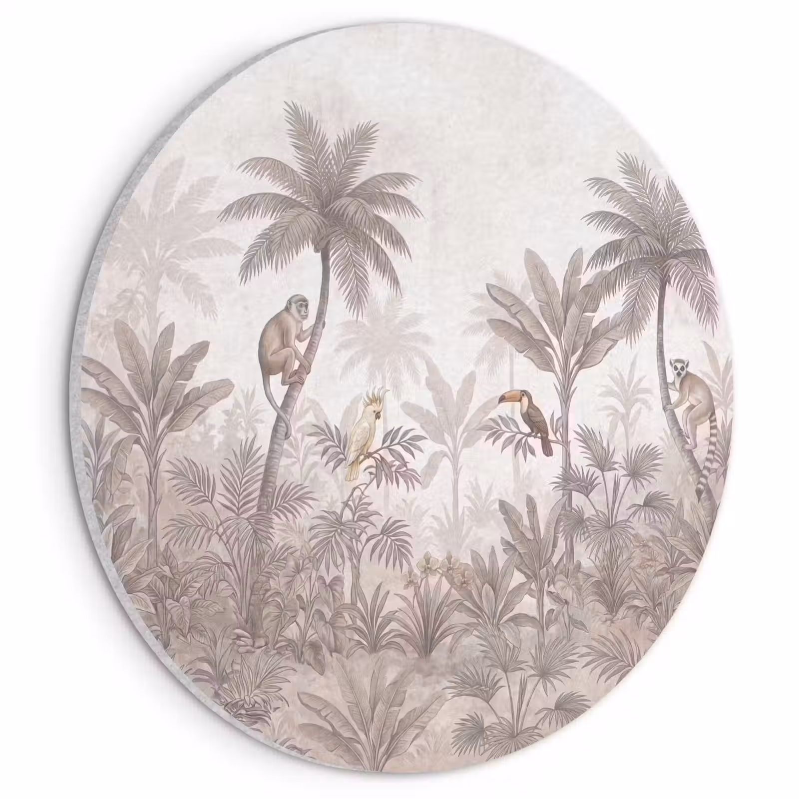 Akoestisch schilderij rond - Jungle - Dieren - Palmbomen — 1