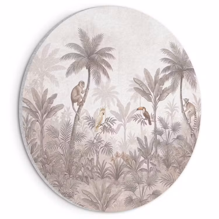 Akoestisch schilderij rond - Jungle - Dieren - Palmbomen — 1