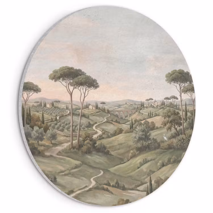 Akoestisch schilderij rond - Landschap - Heuvels - Zandpad - Groen — 1