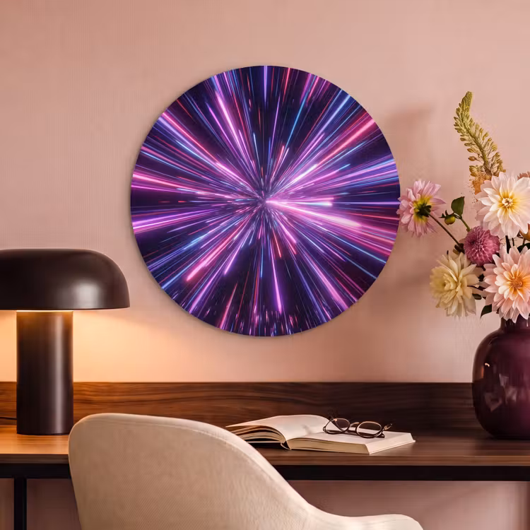 Akoestisch schilderij rond - Lichtsnelheid - Ruimte - Roze - Paars — 2