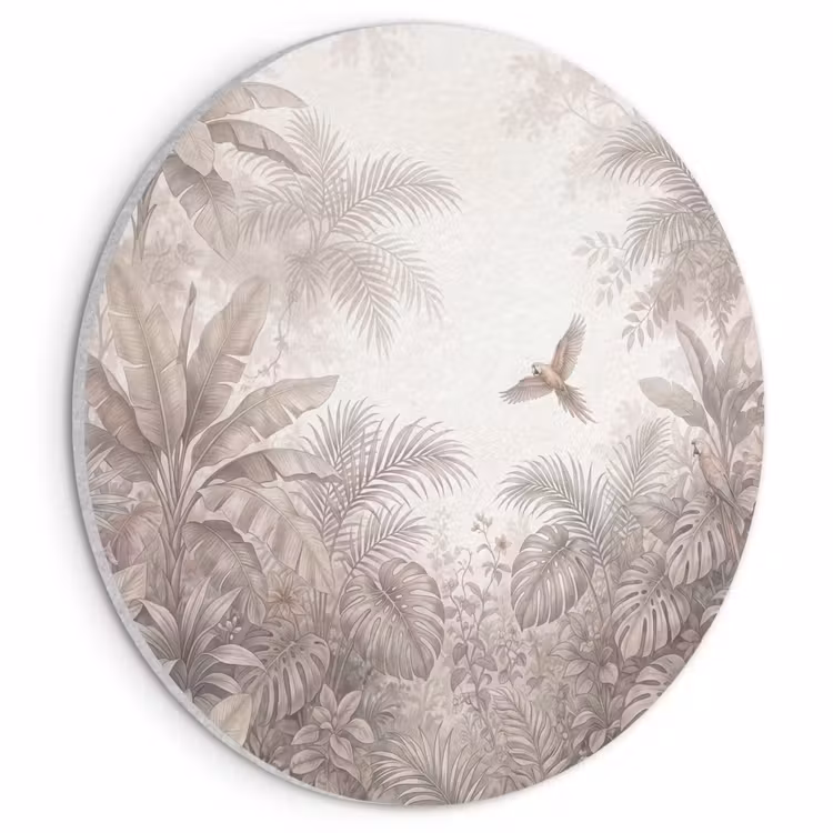 Akoestisch schilderij rond - Papagaai - Jungle - Tropisch — 1