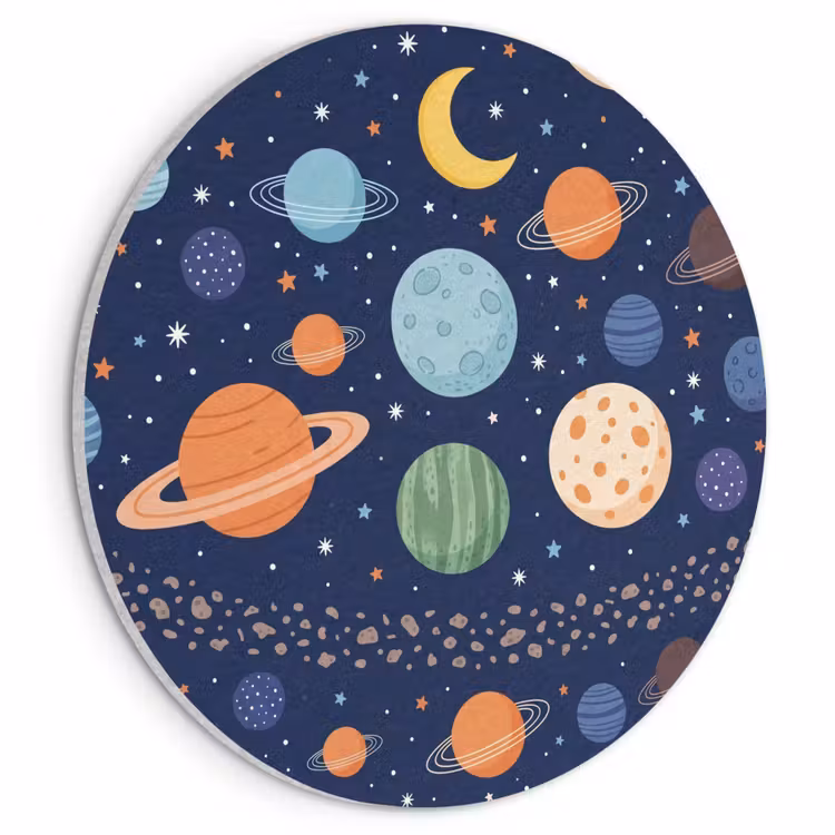 Akoestisch schilderij rond - Ruimte - Planeten - Kleurrijk — 1