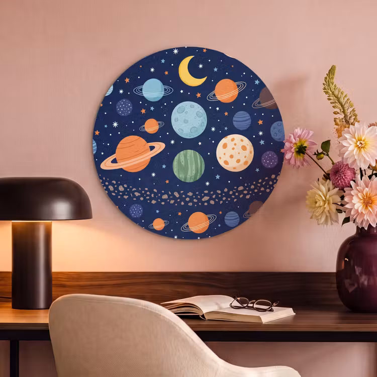 Akoestisch schilderij rond - Ruimte - Planeten - Kleurrijk — 2