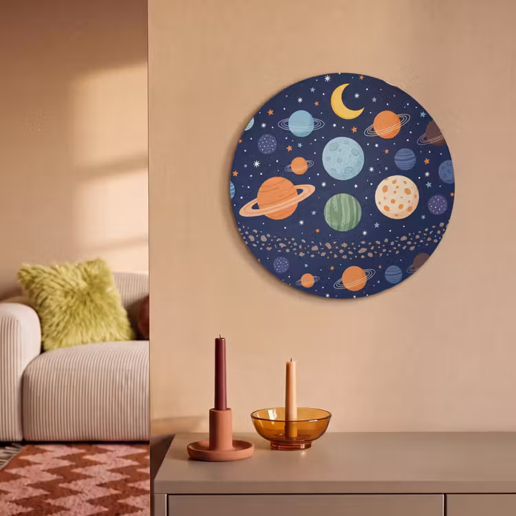 Akoestisch schilderij rond - Ruimte - Planeten - Kleurrijk — 3