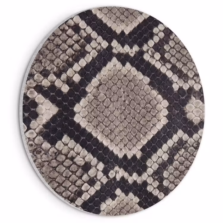Akoestisch schilderij rond - Slangenleer - Patroon - Beige — 1
