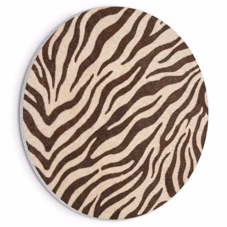 Akoestisch schilderij rond - Zebra - Strepen - Bruin — 1
