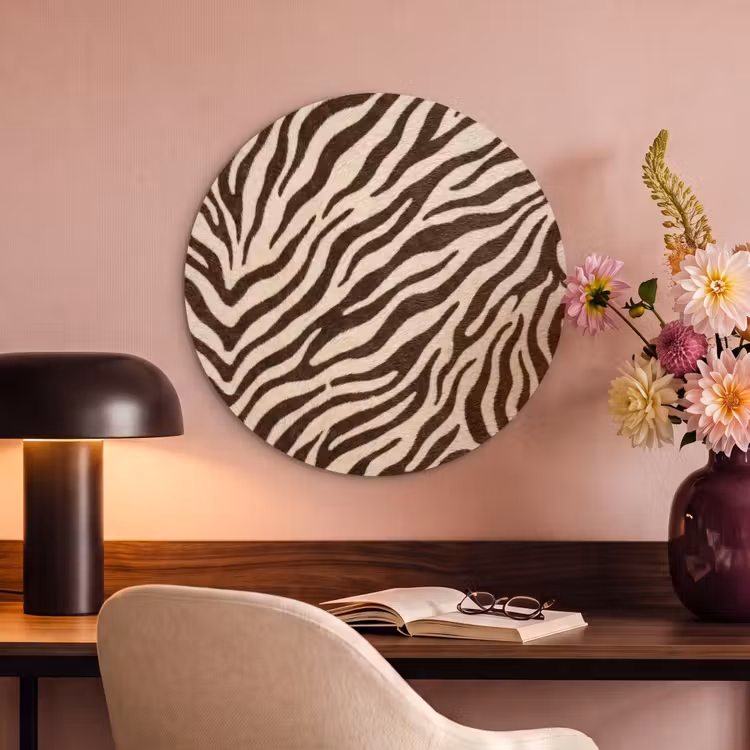 Akoestisch schilderij rond - Zebra - Strepen - Bruin — 2