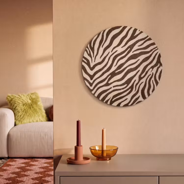 Akoestisch schilderij rond - Zebra - Strepen - Bruin — 3