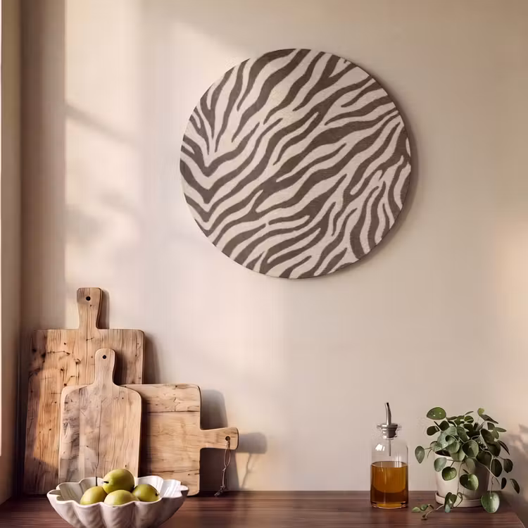 Akoestisch schilderij rond - Zebra - Strepen - Bruin — 4