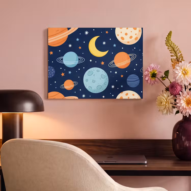 Akoestisch schilderij - Ruimte - Planeten - Kleurrijk — 4
