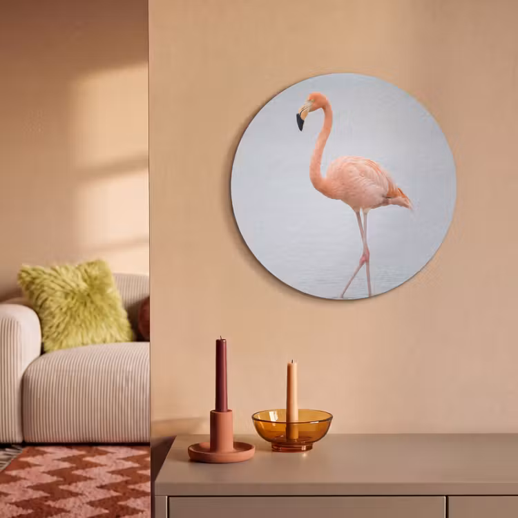 Akoestisch schilderij rond - Flamingo - Zee - Roze — 3