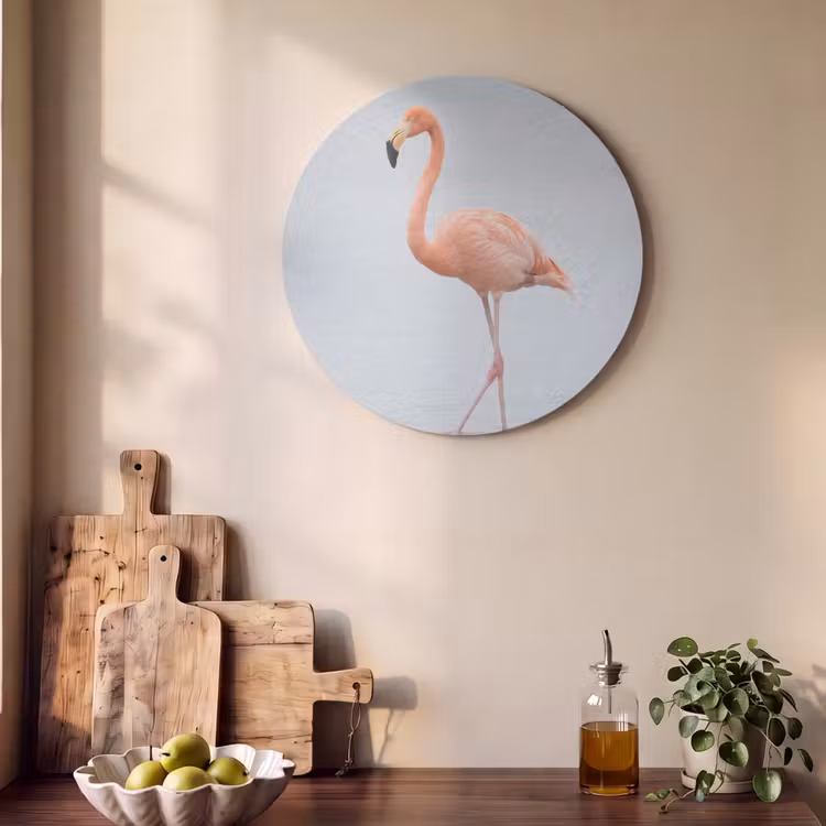 Akoestisch schilderij rond - Flamingo - Zee - Roze — 4