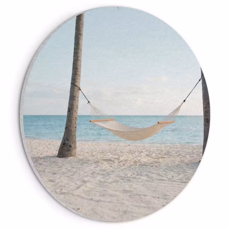 Akoestisch schilderij rond - Hangmat - Strand - Wit — 1