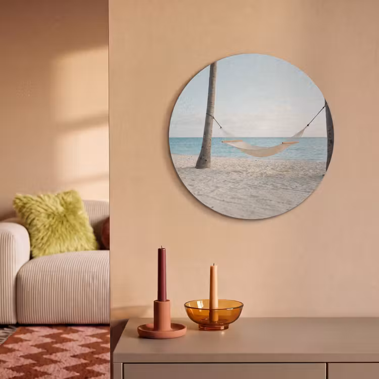 Akoestisch schilderij rond - Hangmat - Strand - Wit — 3