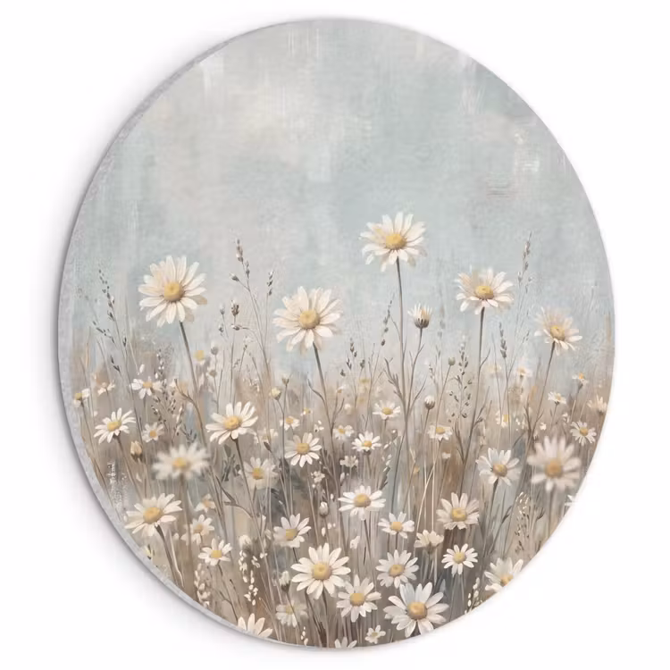 Akoestisch schilderij rond - Madelief - Illustratie - Wit — 1