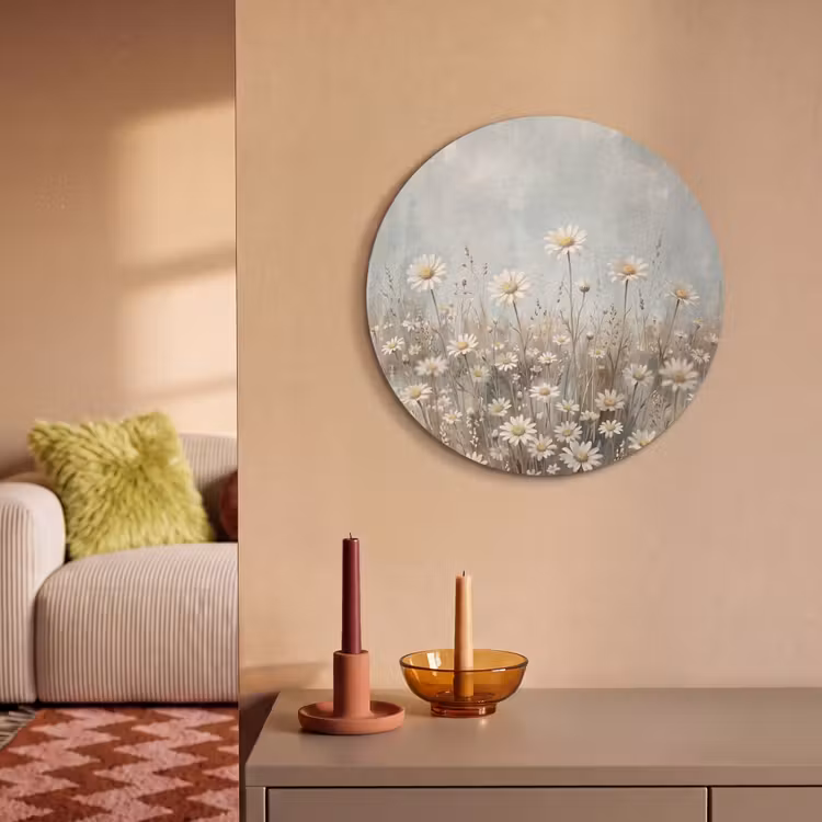 Akoestisch schilderij rond - Madelief - Illustratie - Wit — 3