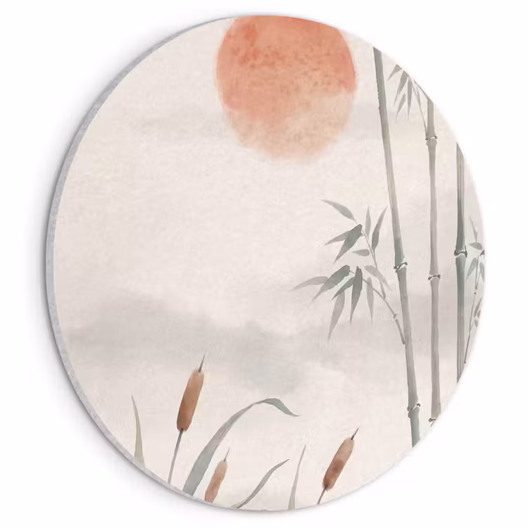 Akoestisch schilderij rond - Minimalistisch - Bamboe - Groen — 1