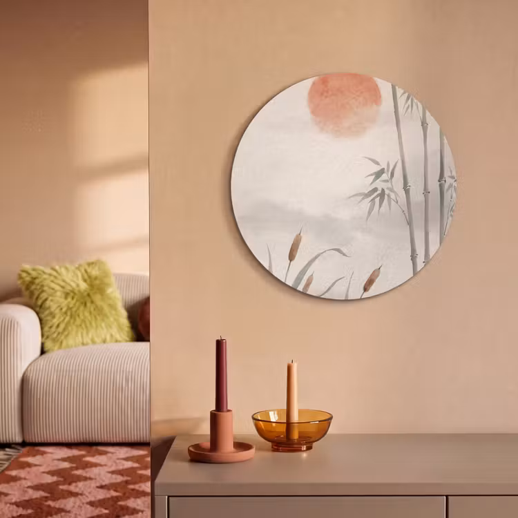 Akoestisch schilderij rond - Minimalistisch - Bamboe - Groen — 3