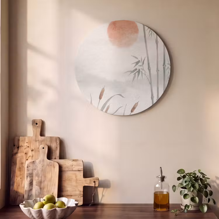 Akoestisch schilderij rond - Minimalistisch - Bamboe - Groen — 4