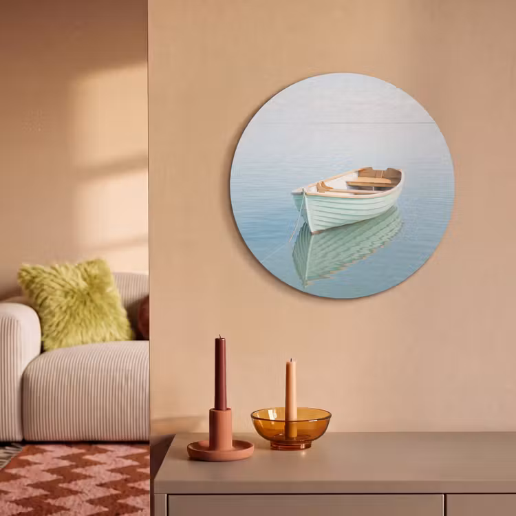 Akoestisch schilderij rond - Minimalistisch - Boot - Zee — 3