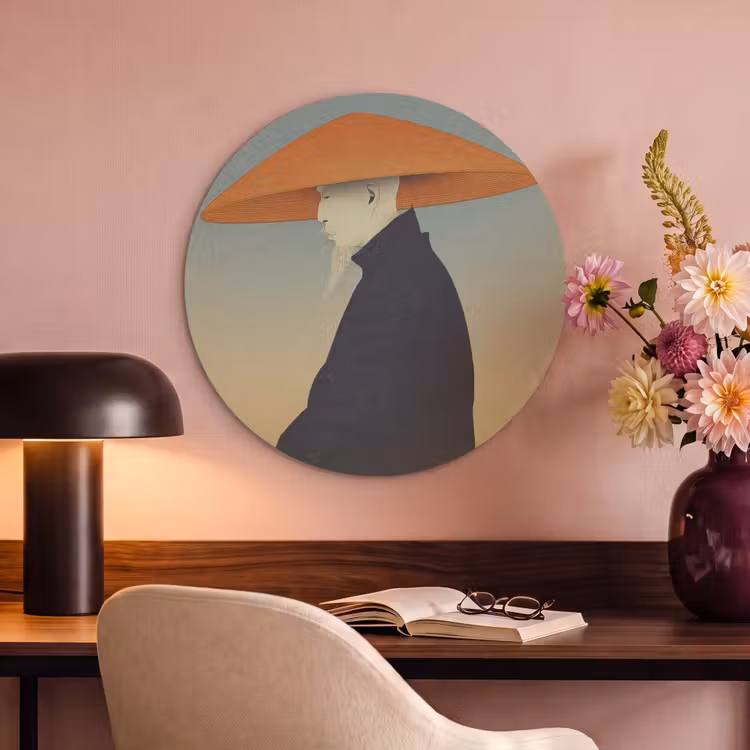 Akoestisch schilderij rond - Minimalistisch - Silhouet - Oranje — 2
