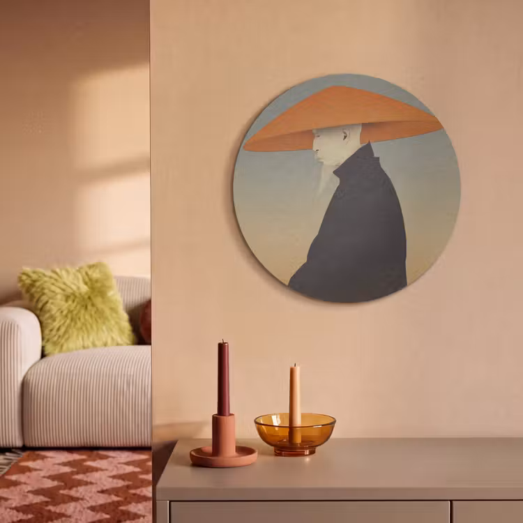 Akoestisch schilderij rond - Minimalistisch - Silhouet - Oranje — 3