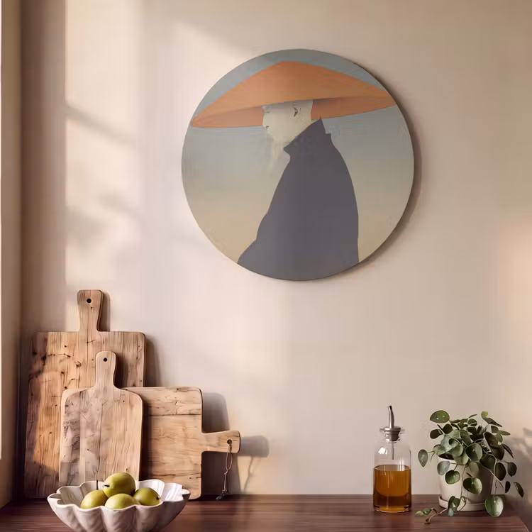 Akoestisch schilderij rond - Minimalistisch - Silhouet - Oranje — 4