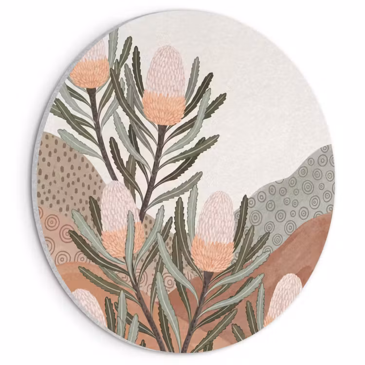Akoestisch schilderij rond - Modern - Heuvels - Terracotta — 1