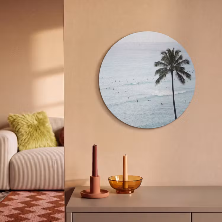 Akoestisch schilderij rond - Oceaan - Palmbomen - Surfers — 3