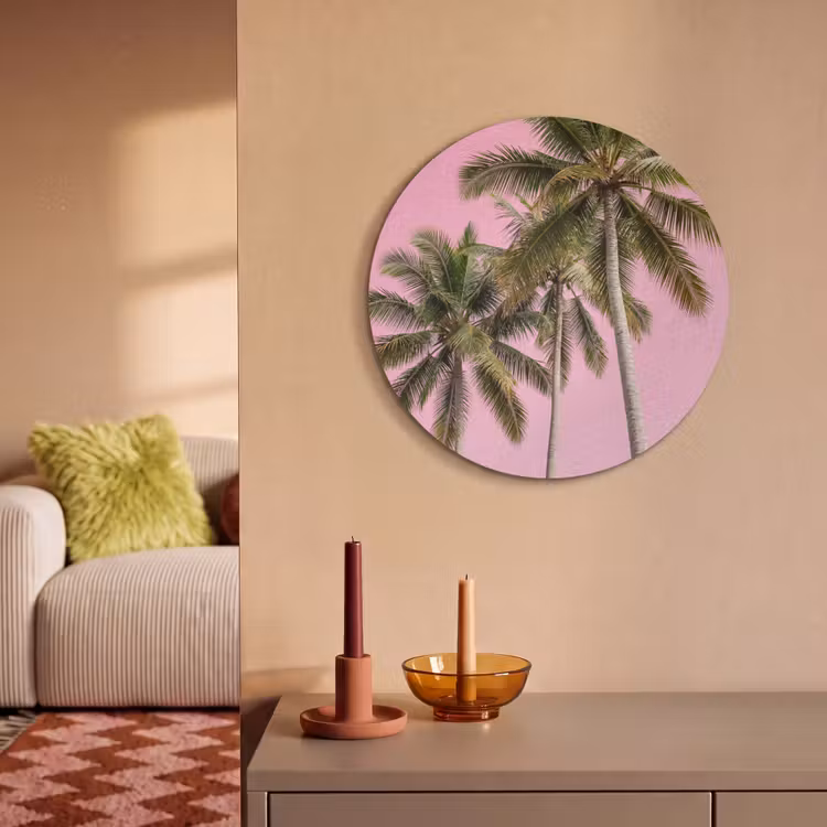Akoestisch schilderij rond - Palmboom - Tropisch - Pink — 3