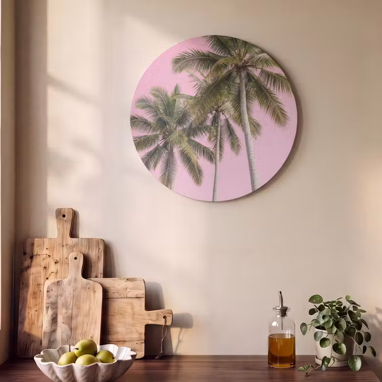 Akoestisch schilderij rond - Palmboom - Tropisch - Pink — 4