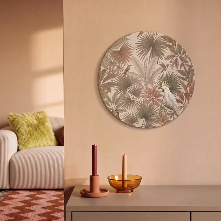 Akoestisch schilderij rond - Tropisch - Vogels - Beige — 3