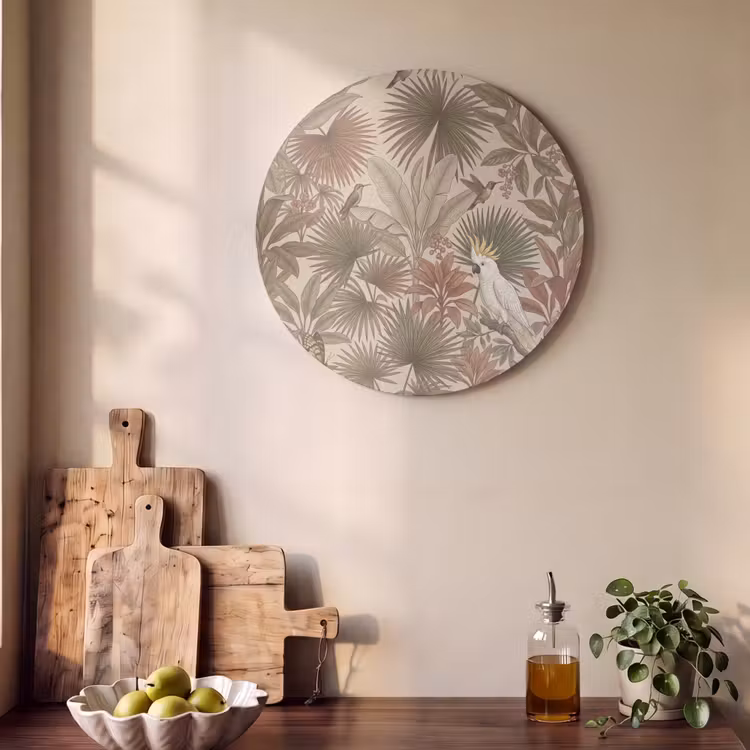 Akoestisch schilderij rond - Tropisch - Vogels - Beige — 4