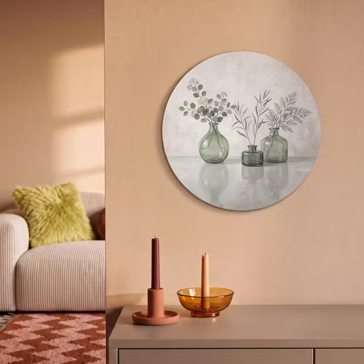 Akoestisch schilderij rond - Vazen - Bladeren - Groen — 3