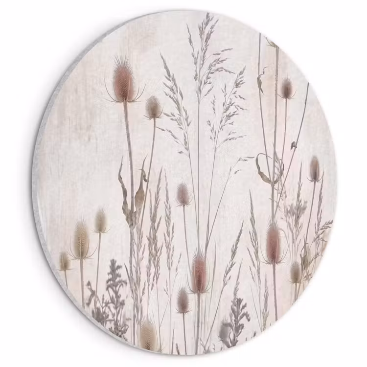 Akoestisch schilderij rond - Weidebloemen - Design - Sepia — 1