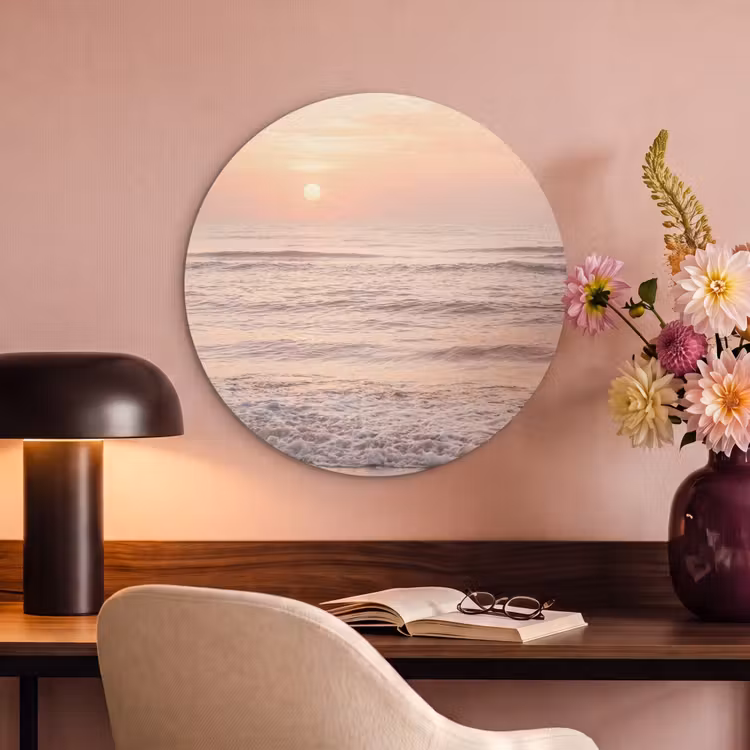Akoestisch schilderij rond - Zon - Strand - Roze — 2