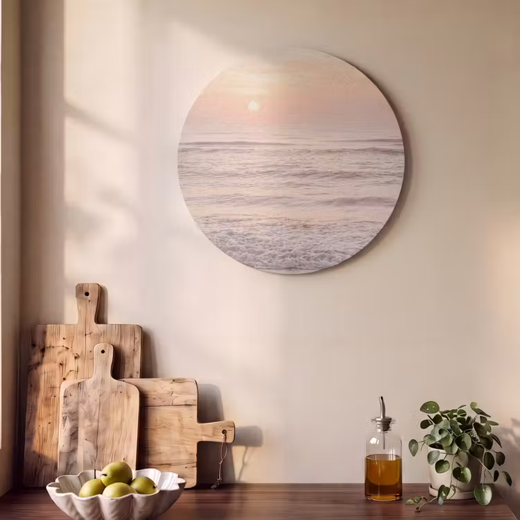 Akoestisch schilderij rond - Zon - Strand - Roze — 4