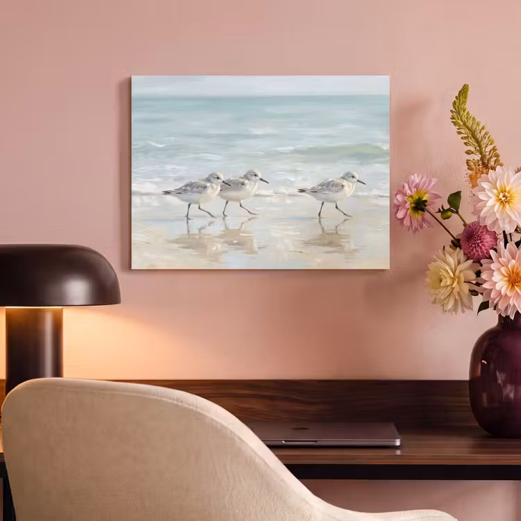 Akoestisch schilderij - Vogels - Strand - Zee — 4