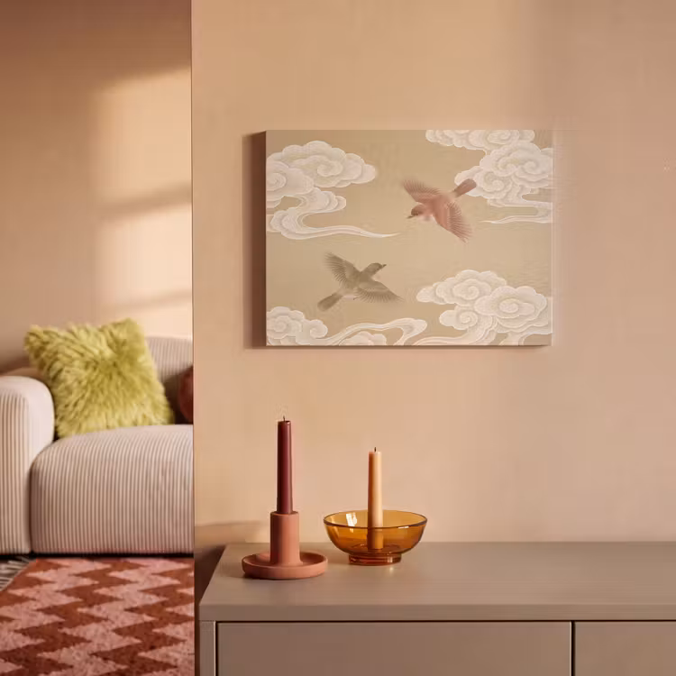 Akoestisch schilderij - Vogels - Vliegen - Beige — 2