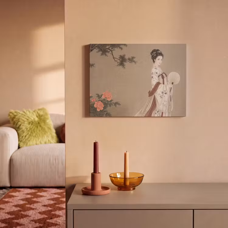 Akoestisch schilderij - Vrouw - Azië - Kunst - Beige — 2